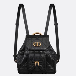 Zaino piccolo Dior Caro in pelle di agnello macrocannage nera