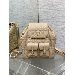 Zaino medio Dior Caro in pelle di agnello macrocannage beige Zaino medio Dior Caro in pelle di agnello macrocannage beige