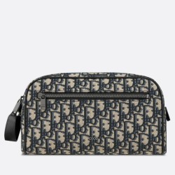 Borsa da toilette Dior in jacquard beige obliquo Dior
