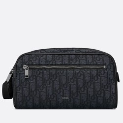 Borsa da toilette Dior in jacquard nero obliquo Dior