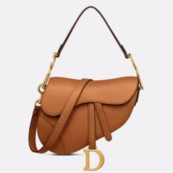 Borsa Saddle Dior con tracolla in pelle di vitello martellata marrone