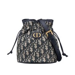 Dior 30 Montaigne Mini Bucket Bag con coulisse Blu scuro