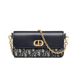Mini borsa Dior 30 Montaigne Avenue East-West Double Carry Blu scuro