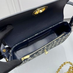Mini borsa Dior 30 Montaigne Avenue East-West Double Carry Blu scuro