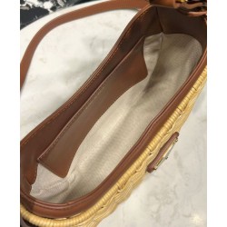 Borsa Prada Arque in vimini e pelle 1BC202 Caffè