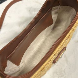 Borsa Prada Arque in vimini e pelle 1BC202 Caffè