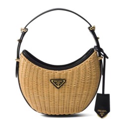 Borsa Prada Arque in vimini e pelle 1BC202 Nero