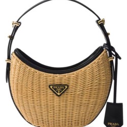 Borsa Prada Arque in vimini e pelle 1BC202 Nero
