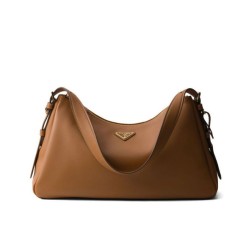 Borsa a tracolla grande Prada Imee 1BC228 Caffè
