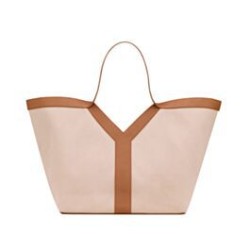 YSL Saint Laurent Y Borsa Tote in Pelle e Tela Caffè