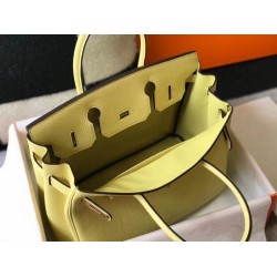 Borsa Hermes Birkin 30 cm in pelle Clemence Jaune Poussin GHW Borsa Hermes Birkin 30 cm in pelle Clemence Jaune Poussin GHW