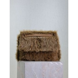 Borsa a tracolla grande YSL Saint Laurent Niki in montone marrone Borsa a tracolla grande YSL Saint Laurent Niki in montone marrone