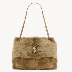 Borsa a tracolla grande YSL Saint Laurent Niki in montone marrone