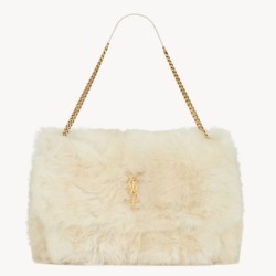 Borsa a tracolla oversize YSL Saint Laurent Niki in montone bianco