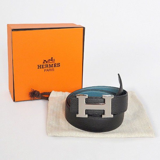Replica Hermes bovina giugulare Vene In Blu H Belt HR1007B Argento