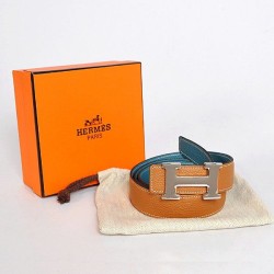 Hermes bovina giugulare Vene In Blu H Belt HR1010B Argento Hermes bovina giugulare Vene In Blu H Belt HR1010B Argento