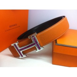 Hermes in pelle di vitello viola Diamante H Belt HB119 Camel Argento Hermes in pelle di vitello viola Diamante H Belt HB119 Camel Argento