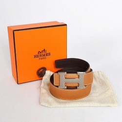 Hermes Marrone bovino giugulare Vene Cintura HR1008B Argento Hermes Marrone bovino giugulare Vene Cintura HR1008B Argento