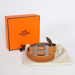 Hermes Originali grigio scuro bovino giugulare Vene Cintura HR1009B Argento