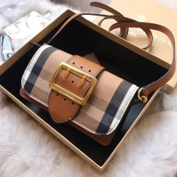 Hampshire Borsa a tracolla a quadri vintage A24581 Marrone