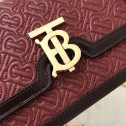 Borsa TB piccola in pelle di agnello con monogramma trapuntato rossa