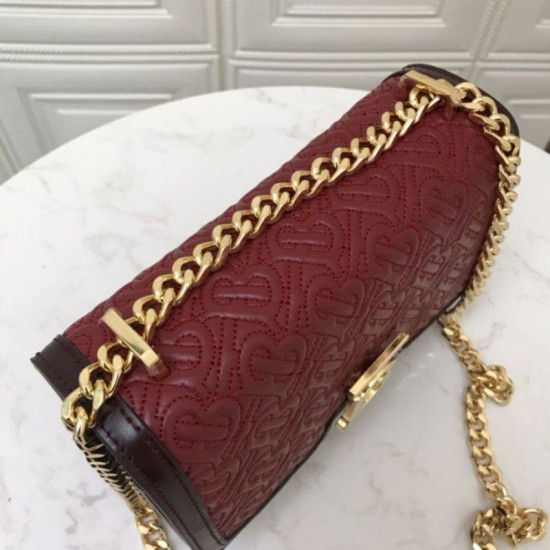 Replica Borsa TB piccola in pelle di agnello con monogramma trapuntato rossa Replica Borsa TB piccola in pelle di agnello con monogramma trapuntato rossa