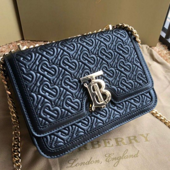 Replica Borsa TB piccola in pelle di agnello con monogramma trapuntato nera Replica Borsa TB piccola in pelle di agnello con monogramma trapuntato nera