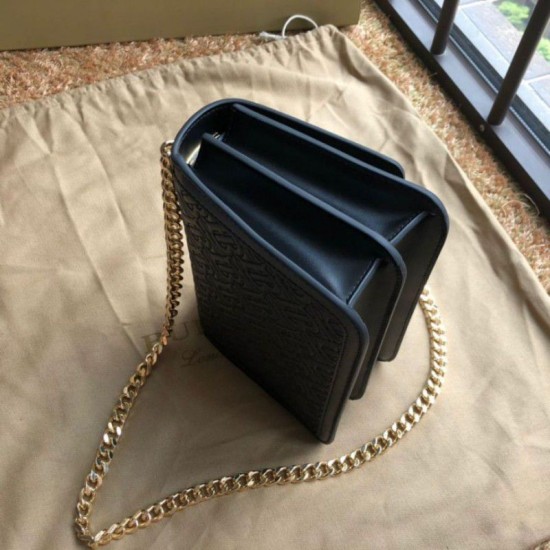 Replica Borsa TB piccola in pelle di agnello con monogramma trapuntato nera Replica Borsa TB piccola in pelle di agnello con monogramma trapuntato nera