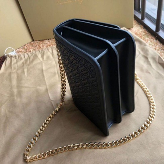 Replica Borsa TB piccola in pelle di agnello con monogramma trapuntato nera Replica Borsa TB piccola in pelle di agnello con monogramma trapuntato nera