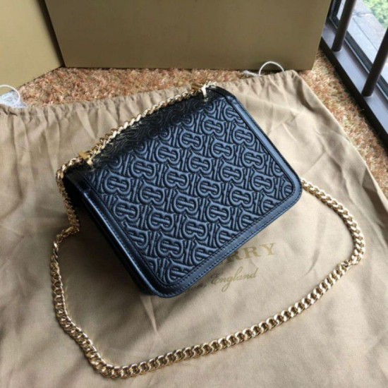 Replica Borsa TB piccola in pelle di agnello con monogramma trapuntato nera Replica Borsa TB piccola in pelle di agnello con monogramma trapuntato nera