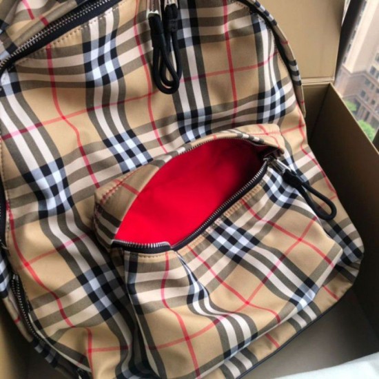 Replica Zaino in nylon con motivo Vintage check marrone Replica Zaino in nylon con motivo Vintage check marrone