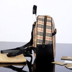 Zaino piccolo in nylon con motivo Vintage check marrone