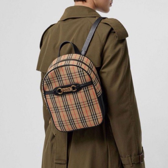 Replica Zaino piccolo in nylon con motivo Vintage check marrone Replica Zaino piccolo in nylon con motivo Vintage check marrone