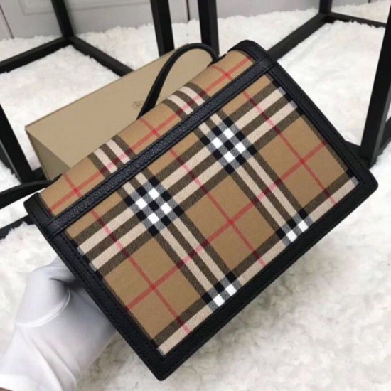 Replica Borsa a tracolla a quadri vintage nera