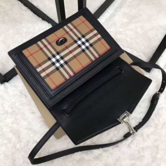 Replica Borsa a tracolla a quadri vintage nera
