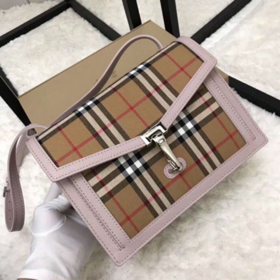 Replica Borsa a tracolla con motivo Vintage check rosa Replica Borsa a tracolla con motivo Vintage check rosa