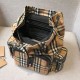 Replica Zaino Medium da donna con motivo Vintage check e banda con icona Replica Zaino Medium da donna con motivo Vintage check e banda con icona
