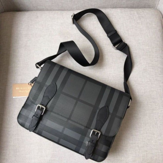 Replica Borsa a tracolla da uomo London Check nera