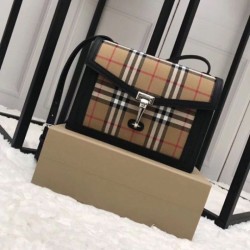 Borsa a tracolla a quadri vintage nera