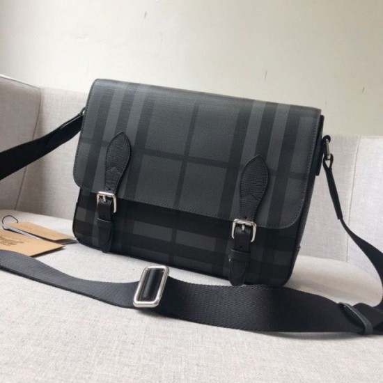 Replica Borsa a tracolla da uomo London Check nera