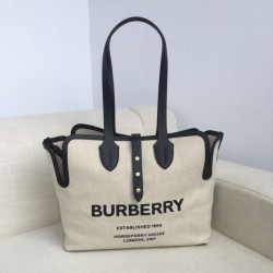 Borsa Horseferry Tote in tela stampa logo Nero