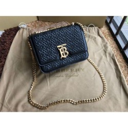 Borsa TB piccola in pelle di agnello con monogramma trapuntato nera
