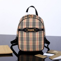 Zaino piccolo in nylon con motivo Vintage check marrone