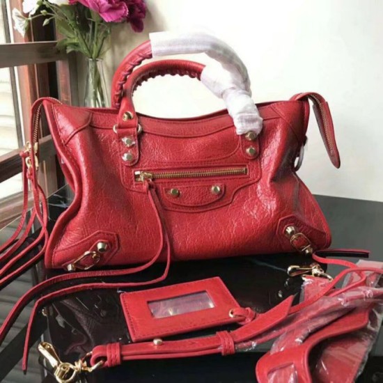 Replica Balenciaga Classic Metallic Edge City Pelle di agnello crepe sacca rossa Replica Balenciaga Classic Metallic Edge City Pelle di agnello crepe sacca rossa
