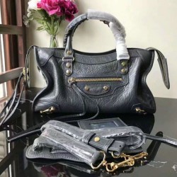 Borsa a cremagliera Balenciaga Classic Metallic Edge City agnello