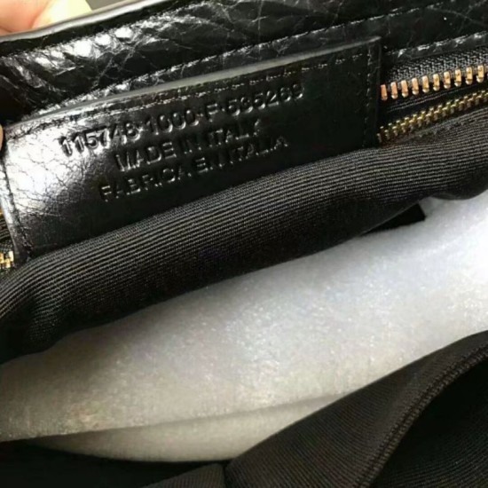 Replica Balenciaga Classic Metallic Edge City Borsa agnello con fessure nere