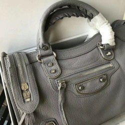 Borsa Balenciaga Classic Metallic Edge City agnello grigia