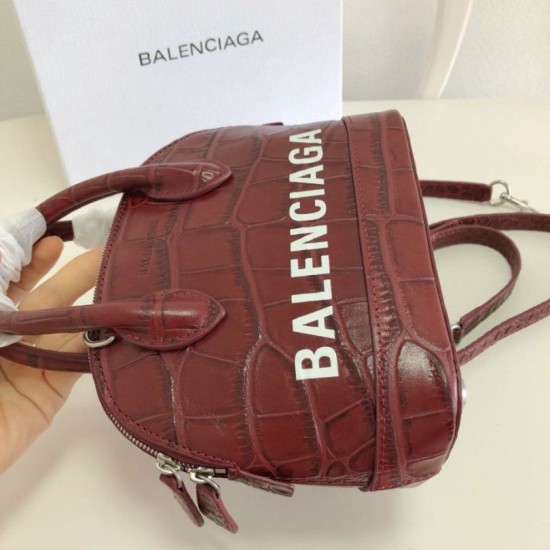 Replica Borsa a tracolla Balenciaga Ville XXS con manico in pelle stampa coccodrillo Claret Replica Borsa a tracolla Balenciaga Ville XXS con manico in pelle stampa coccodrillo Claret