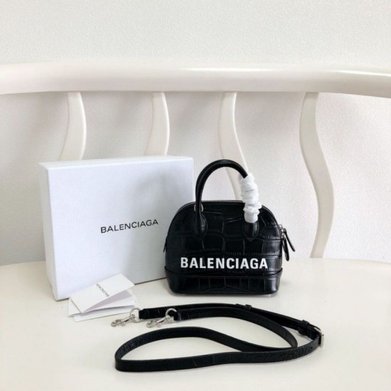 Replica Borsa a tracolla Balenciaga Ville XXS in pelle stampata coccodrillo nera Replica Borsa a tracolla Balenciaga Ville XXS in pelle stampata coccodrillo nera