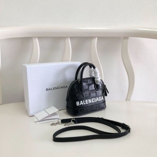 Replica Borsa a tracolla Balenciaga Ville XXS in pelle stampata coccodrillo nera Replica Borsa a tracolla Balenciaga Ville XXS in pelle stampata coccodrillo nera